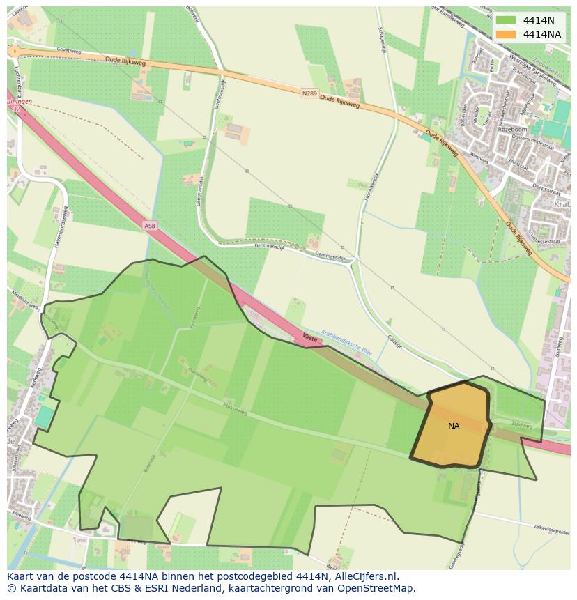 Afbeelding van het postcodegebied 4414 NA op de kaart.