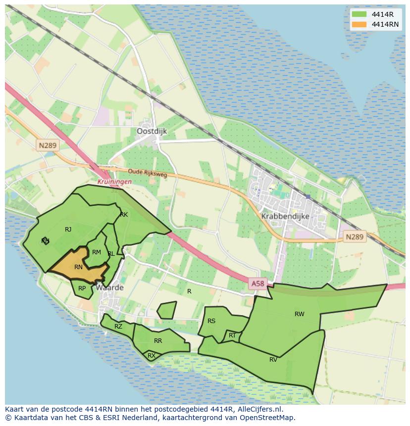 Afbeelding van het postcodegebied 4414 RN op de kaart.