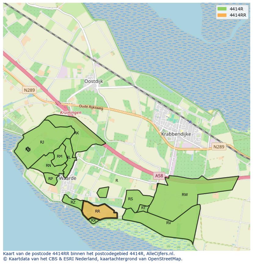 Afbeelding van het postcodegebied 4414 RR op de kaart.