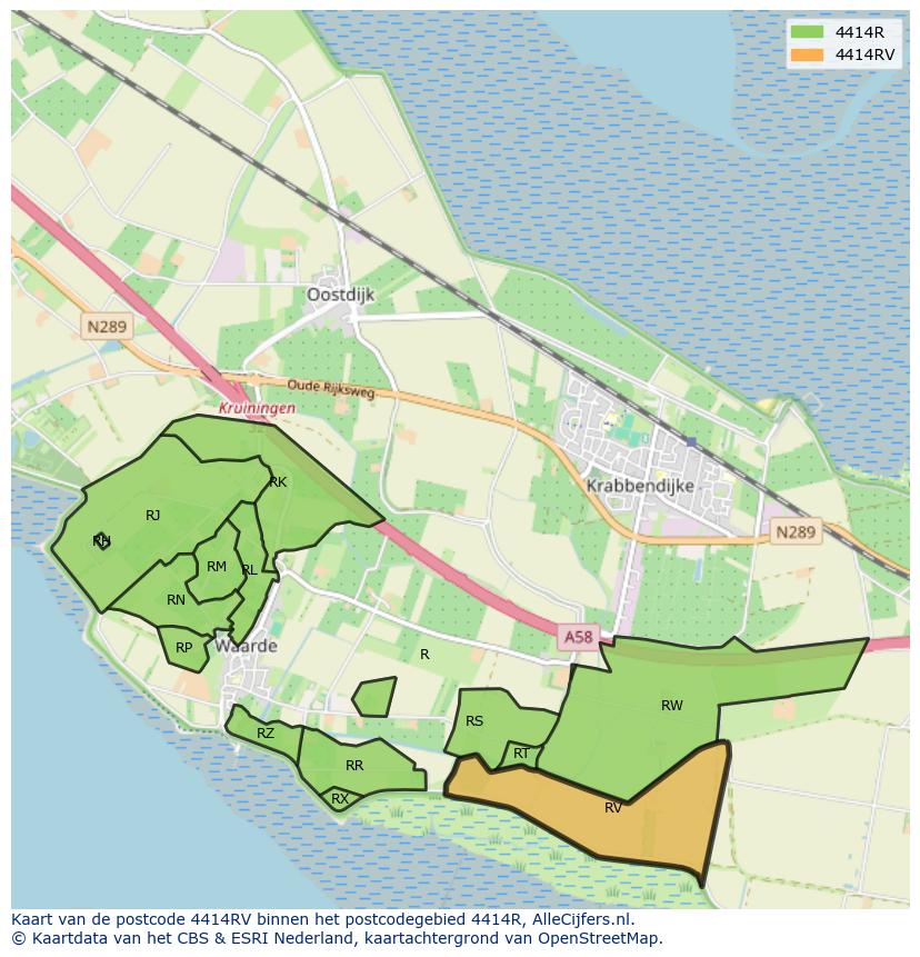 Afbeelding van het postcodegebied 4414 RV op de kaart.