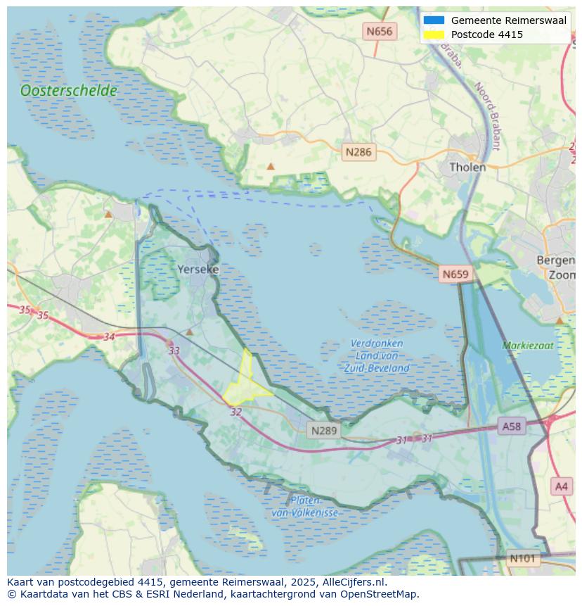 Afbeelding van het postcodegebied 4415 op de kaart.