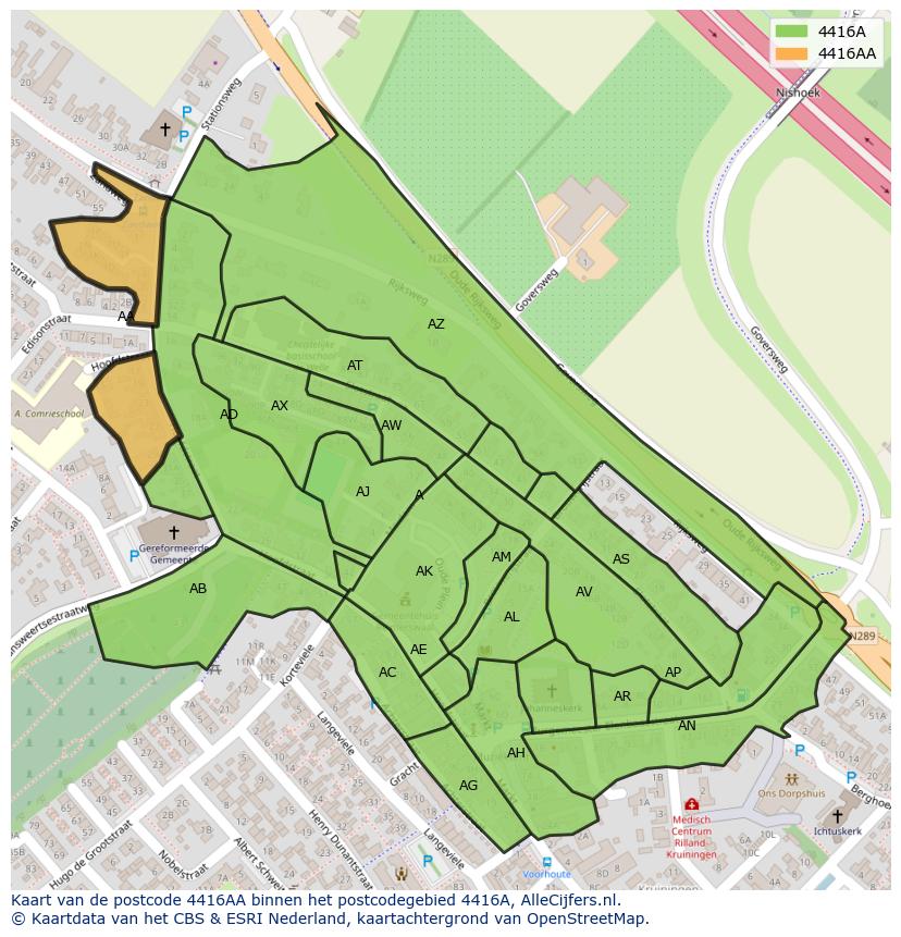 Afbeelding van het postcodegebied 4416 AA op de kaart.