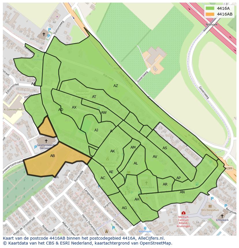 Afbeelding van het postcodegebied 4416 AB op de kaart.