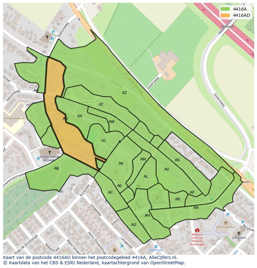 Afbeelding van het postcodegebied 4416 AD op de kaart.