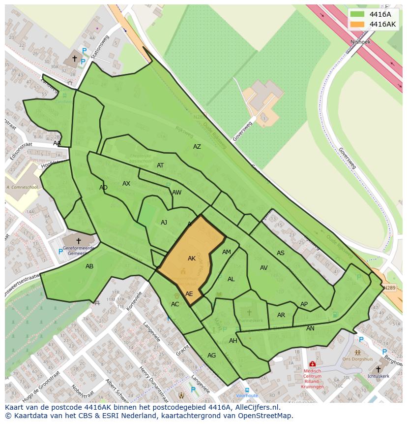 Afbeelding van het postcodegebied 4416 AK op de kaart.