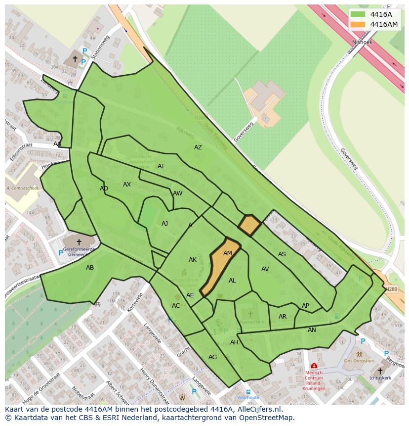 Afbeelding van het postcodegebied 4416 AM op de kaart.