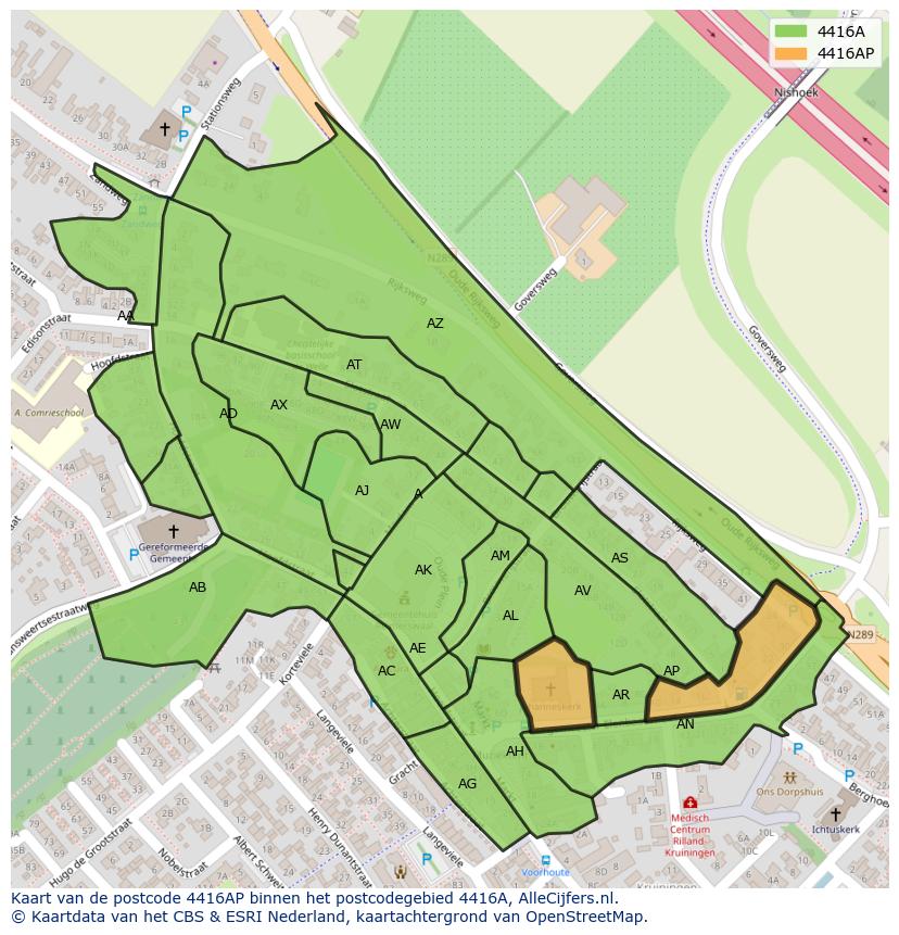 Afbeelding van het postcodegebied 4416 AP op de kaart.