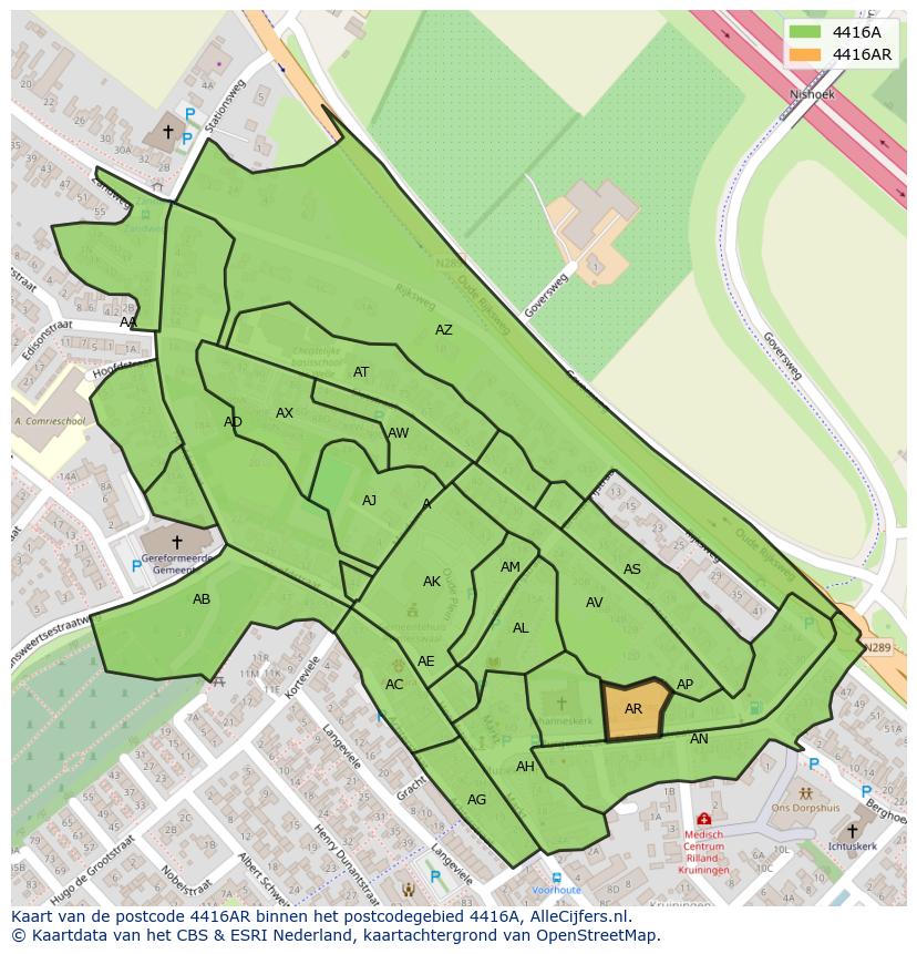 Afbeelding van het postcodegebied 4416 AR op de kaart.
