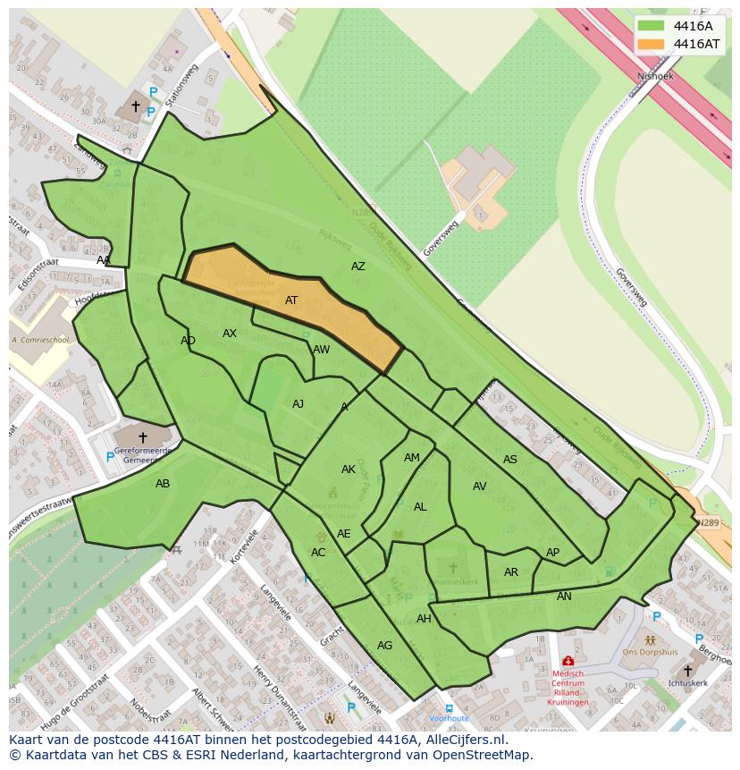 Afbeelding van het postcodegebied 4416 AT op de kaart.