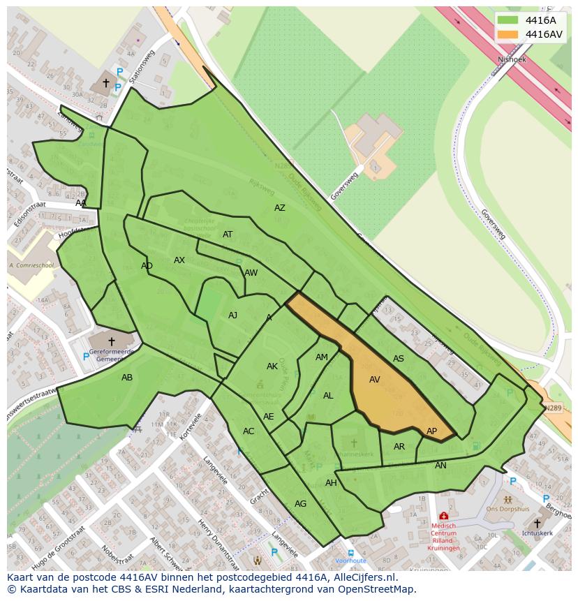 Afbeelding van het postcodegebied 4416 AV op de kaart.