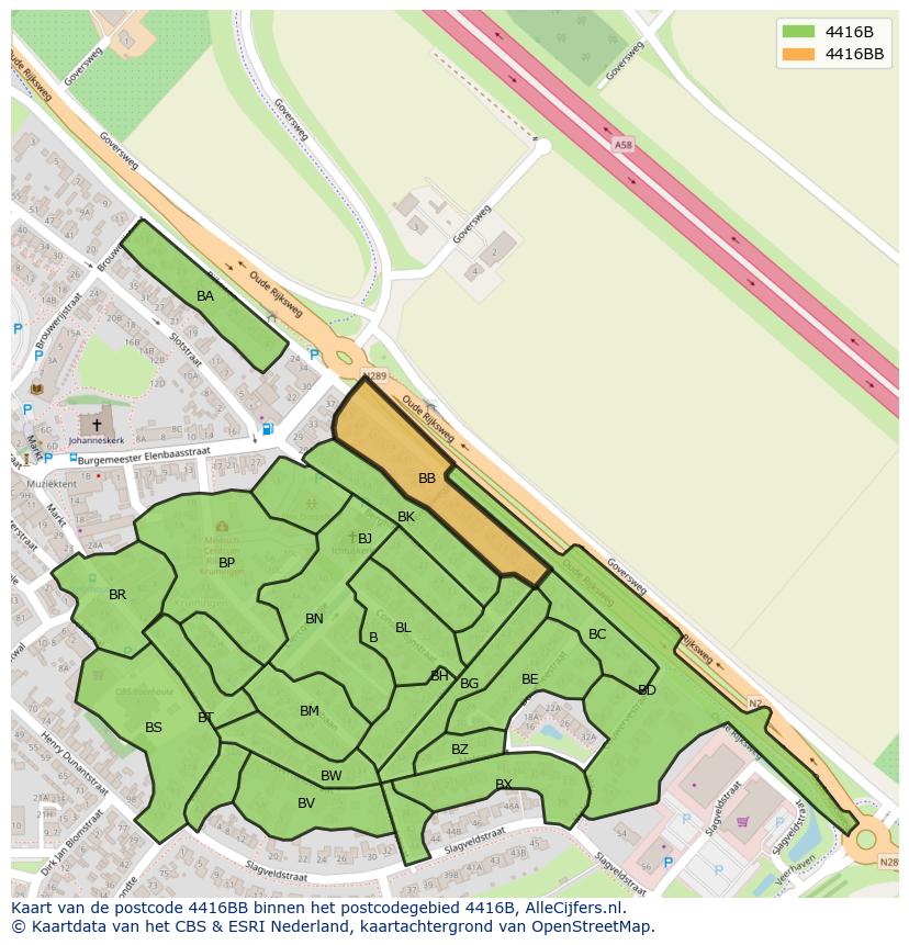Afbeelding van het postcodegebied 4416 BB op de kaart.