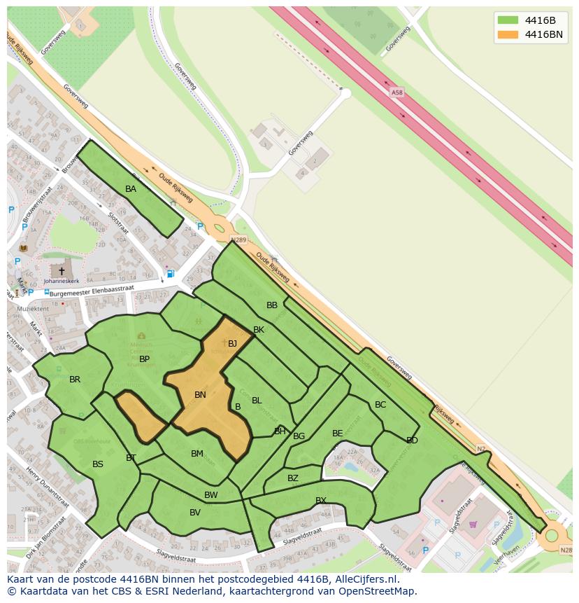 Afbeelding van het postcodegebied 4416 BN op de kaart.
