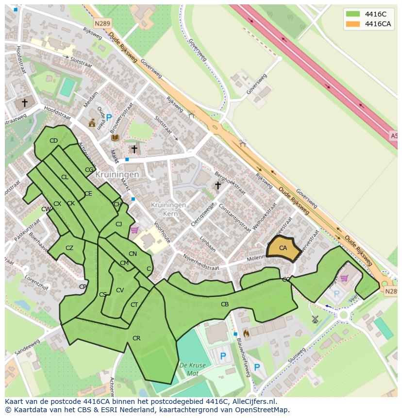 Afbeelding van het postcodegebied 4416 CA op de kaart.