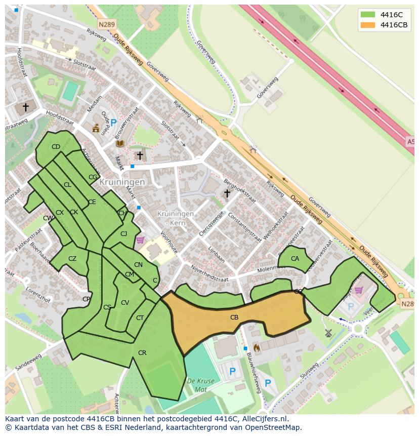 Afbeelding van het postcodegebied 4416 CB op de kaart.