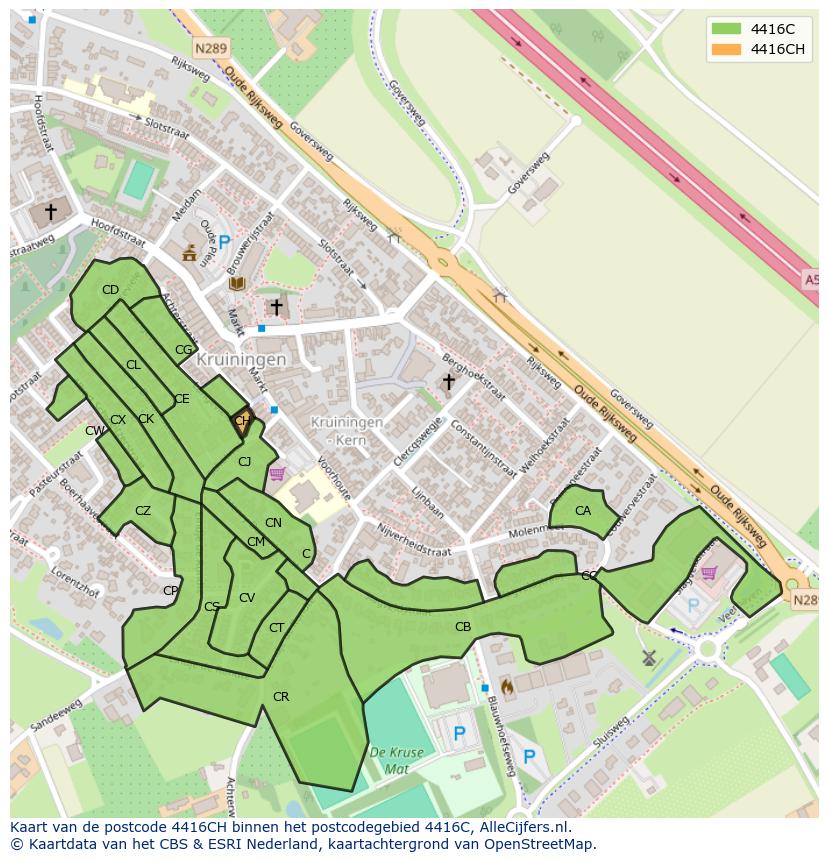 Afbeelding van het postcodegebied 4416 CH op de kaart.