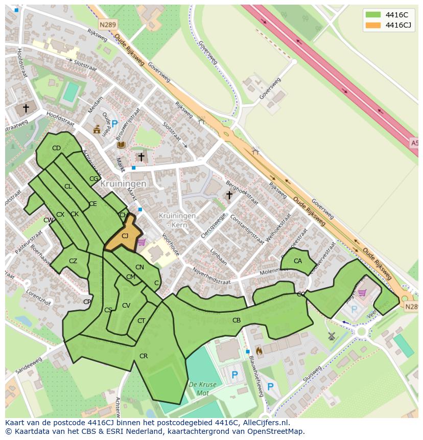 Afbeelding van het postcodegebied 4416 CJ op de kaart.