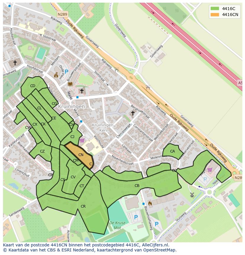 Afbeelding van het postcodegebied 4416 CN op de kaart.