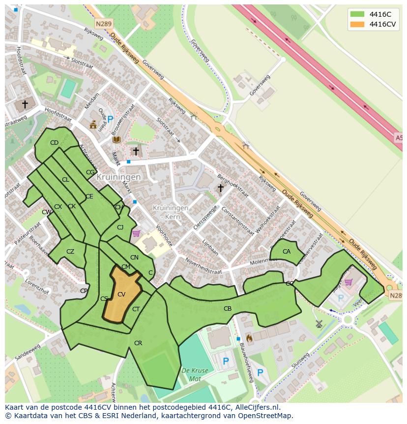 Afbeelding van het postcodegebied 4416 CV op de kaart.