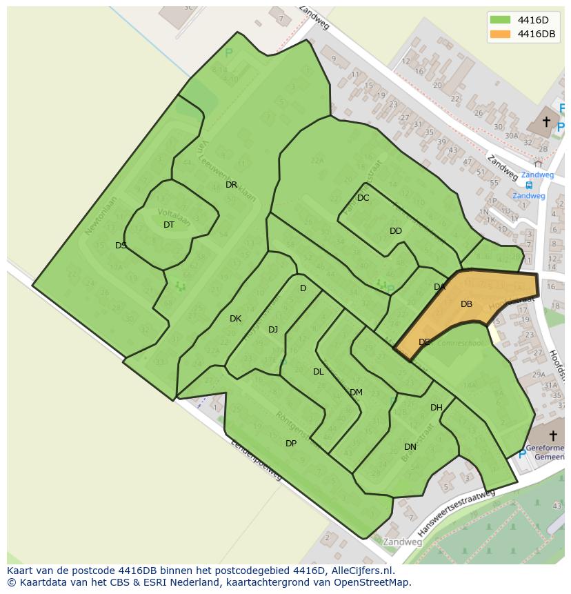 Afbeelding van het postcodegebied 4416 DB op de kaart.