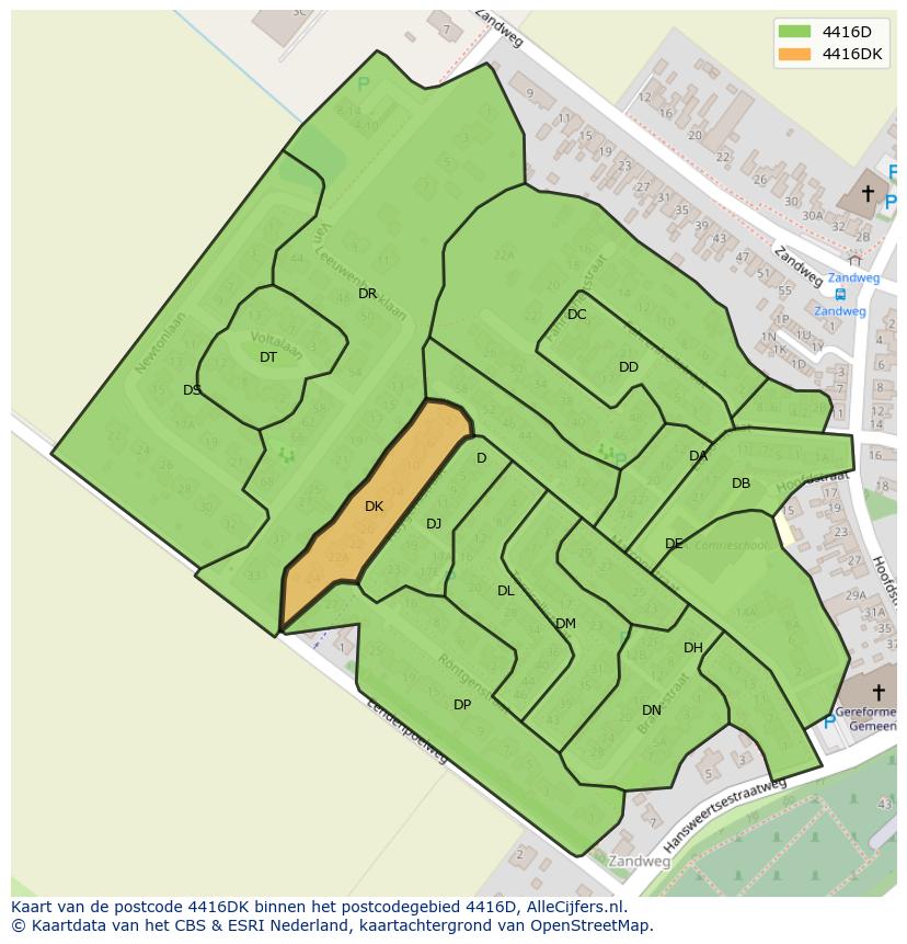 Afbeelding van het postcodegebied 4416 DK op de kaart.