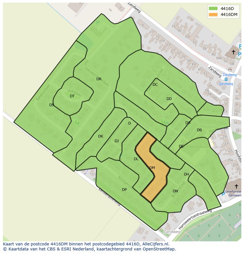 Afbeelding van het postcodegebied 4416 DM op de kaart.