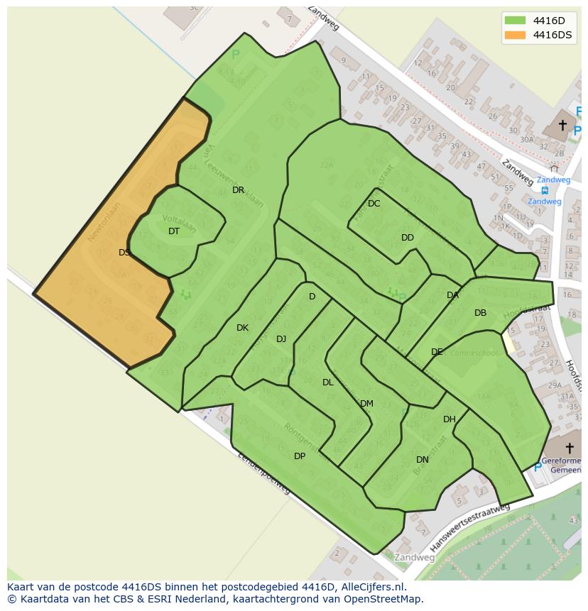 Afbeelding van het postcodegebied 4416 DS op de kaart.