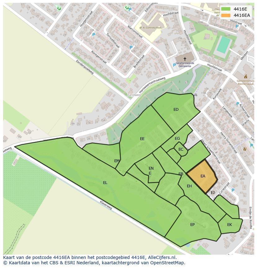 Afbeelding van het postcodegebied 4416 EA op de kaart.