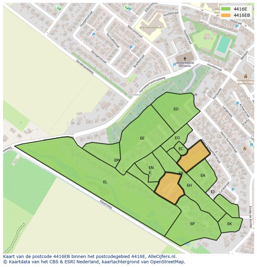 Afbeelding van het postcodegebied 4416 EB op de kaart.