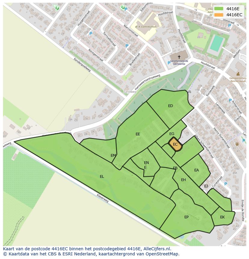 Afbeelding van het postcodegebied 4416 EC op de kaart.