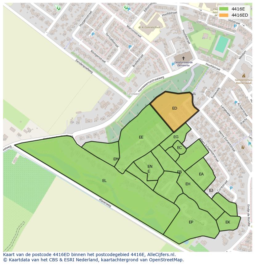 Afbeelding van het postcodegebied 4416 ED op de kaart.
