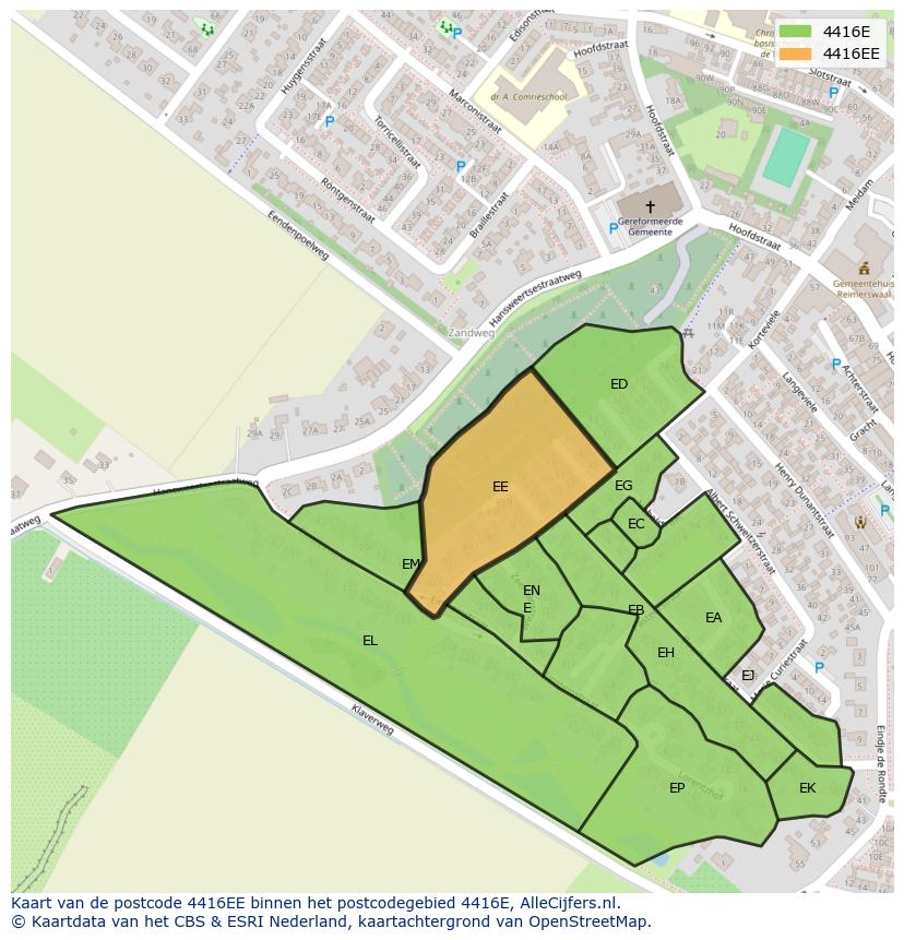 Afbeelding van het postcodegebied 4416 EE op de kaart.