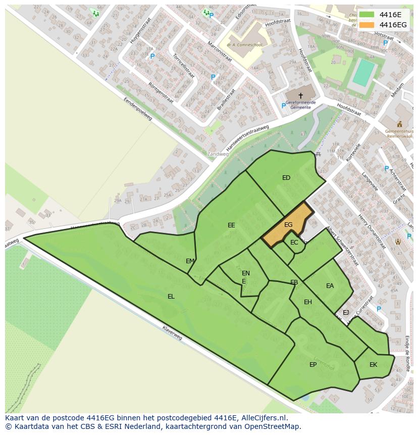 Afbeelding van het postcodegebied 4416 EG op de kaart.