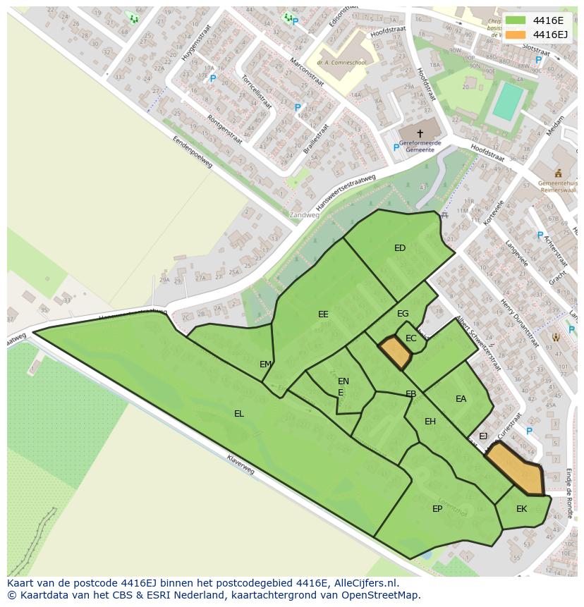 Afbeelding van het postcodegebied 4416 EJ op de kaart.