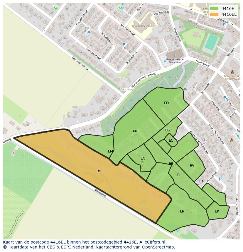 Afbeelding van het postcodegebied 4416 EL op de kaart.