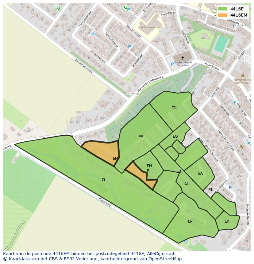Afbeelding van het postcodegebied 4416 EM op de kaart.