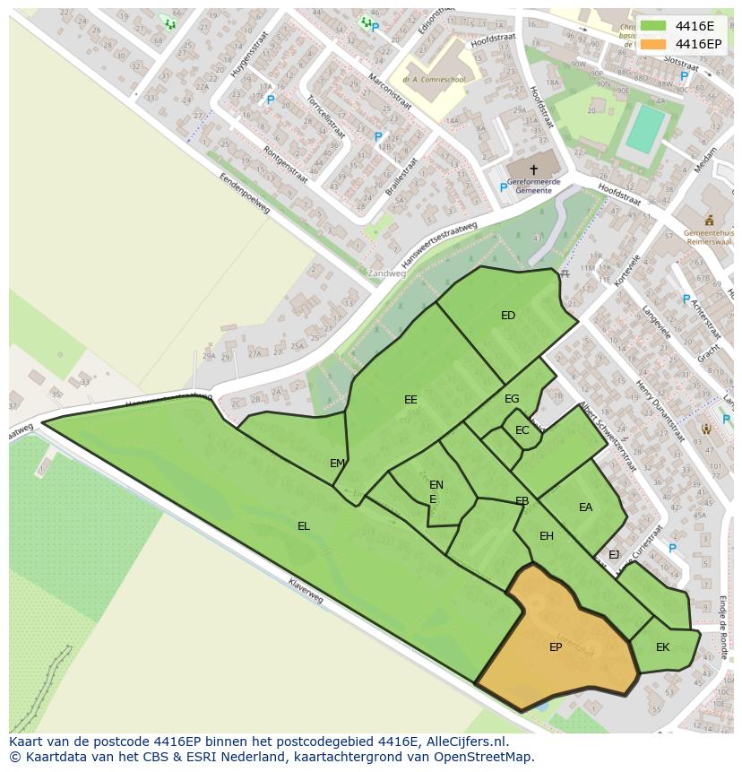 Afbeelding van het postcodegebied 4416 EP op de kaart.