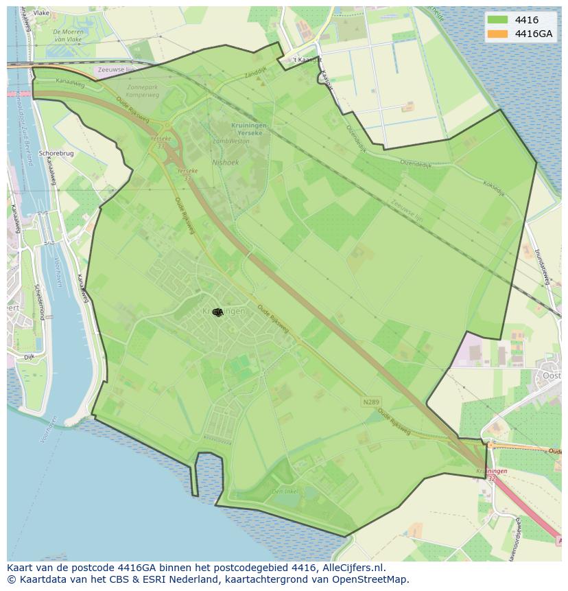 Afbeelding van het postcodegebied 4416 GA op de kaart.