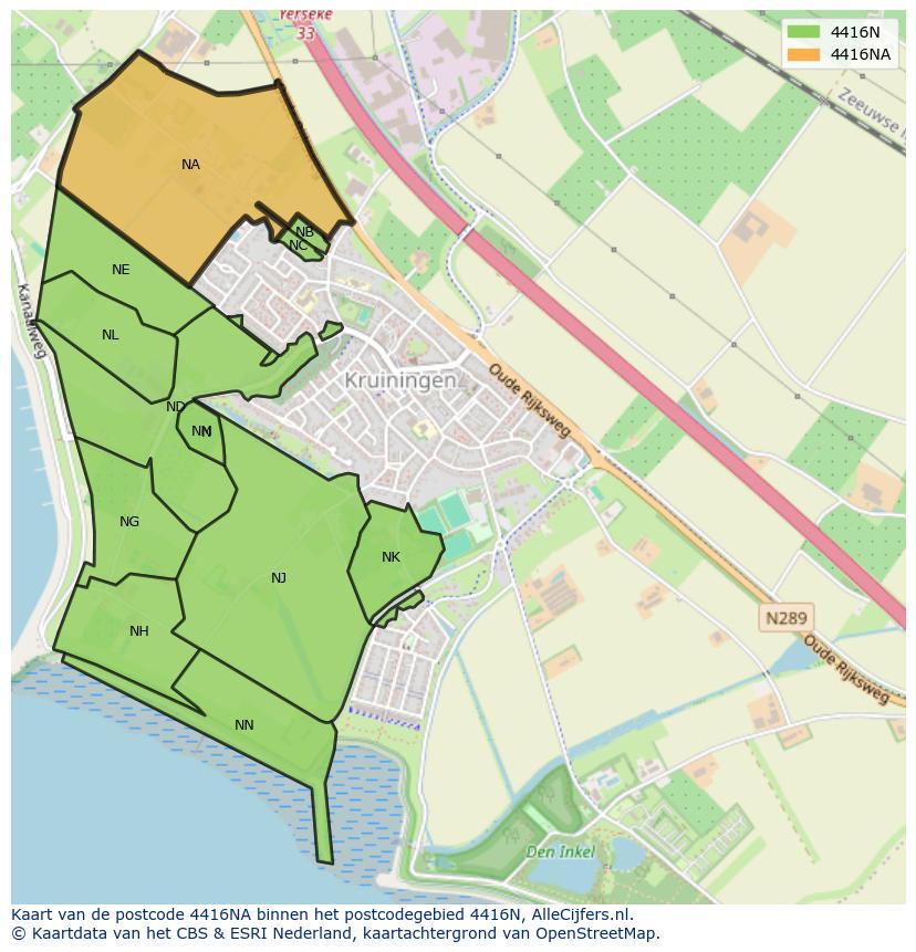 Afbeelding van het postcodegebied 4416 NA op de kaart.