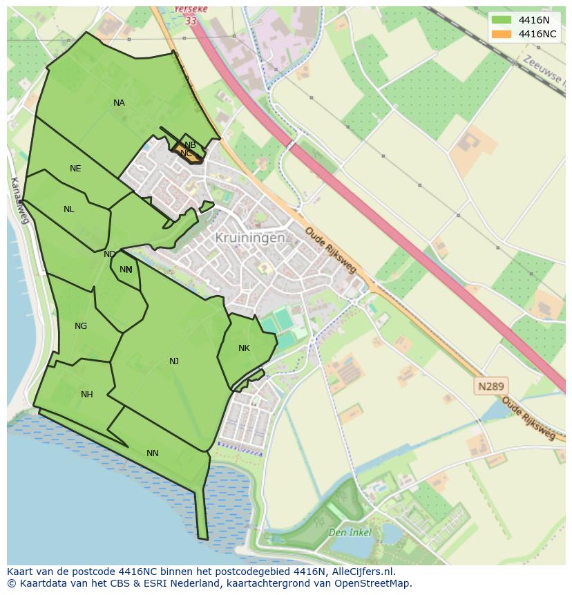 Afbeelding van het postcodegebied 4416 NC op de kaart.