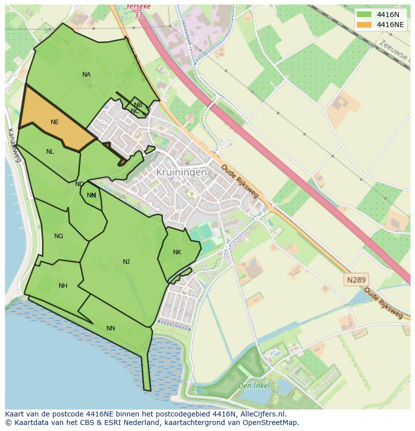 Afbeelding van het postcodegebied 4416 NE op de kaart.