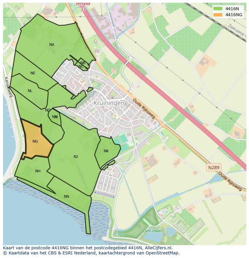 Afbeelding van het postcodegebied 4416 NG op de kaart.