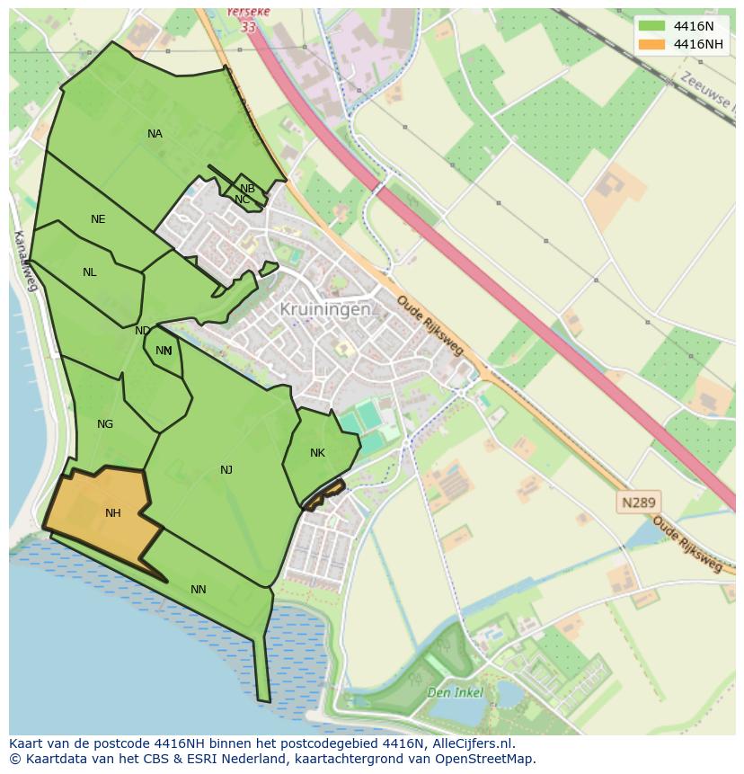 Afbeelding van het postcodegebied 4416 NH op de kaart.