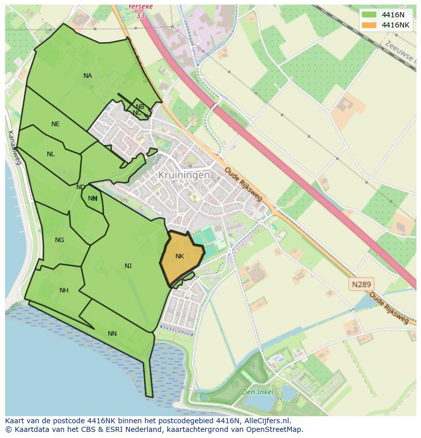 Afbeelding van het postcodegebied 4416 NK op de kaart.