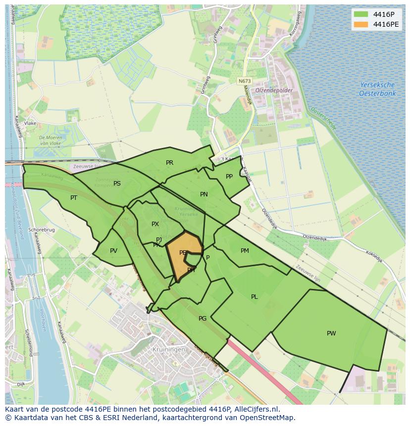 Afbeelding van het postcodegebied 4416 PE op de kaart.