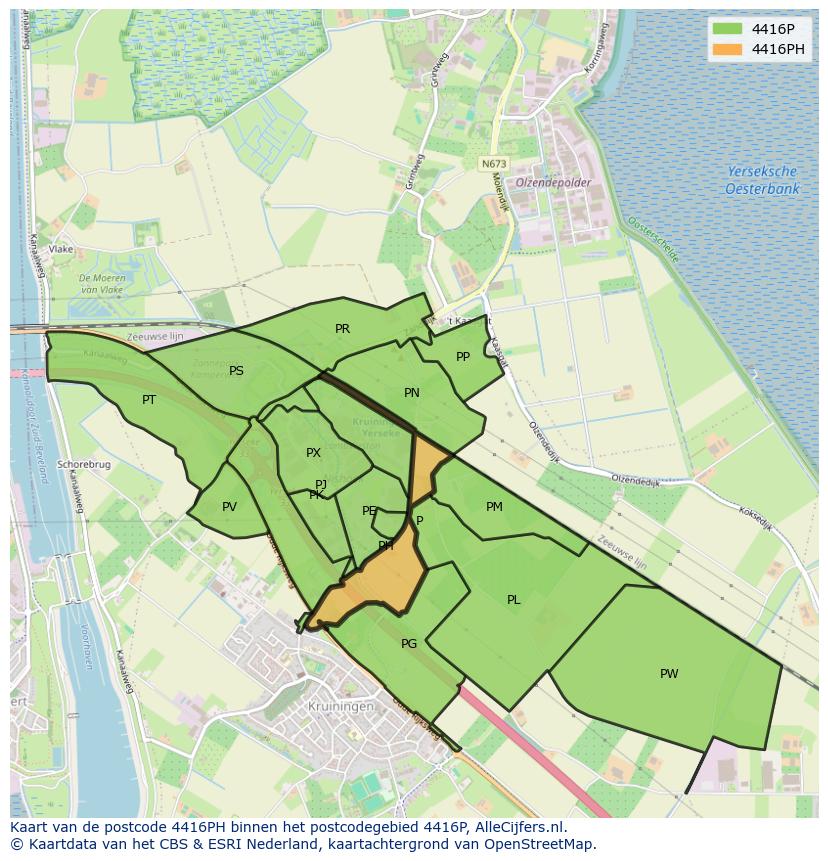 Afbeelding van het postcodegebied 4416 PH op de kaart.