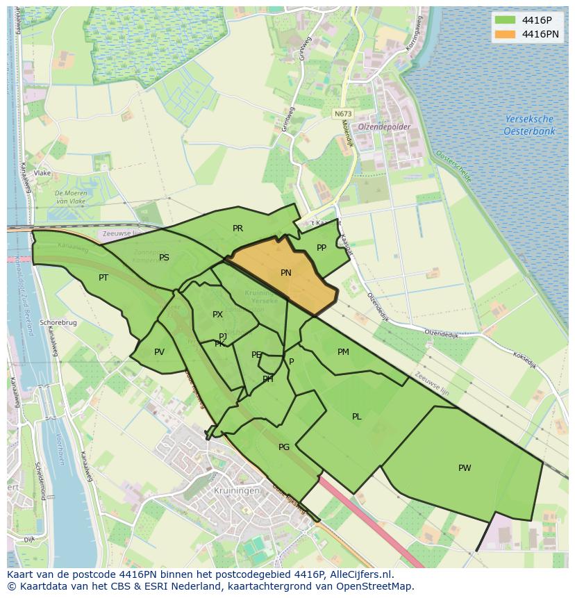 Afbeelding van het postcodegebied 4416 PN op de kaart.