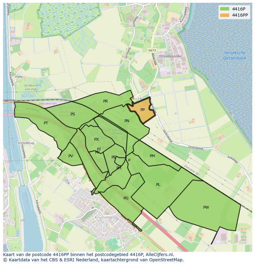 Afbeelding van het postcodegebied 4416 PP op de kaart.