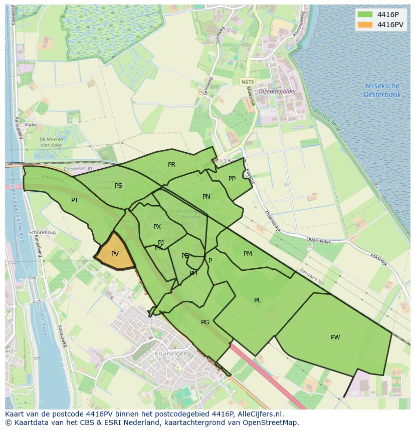 Afbeelding van het postcodegebied 4416 PV op de kaart.