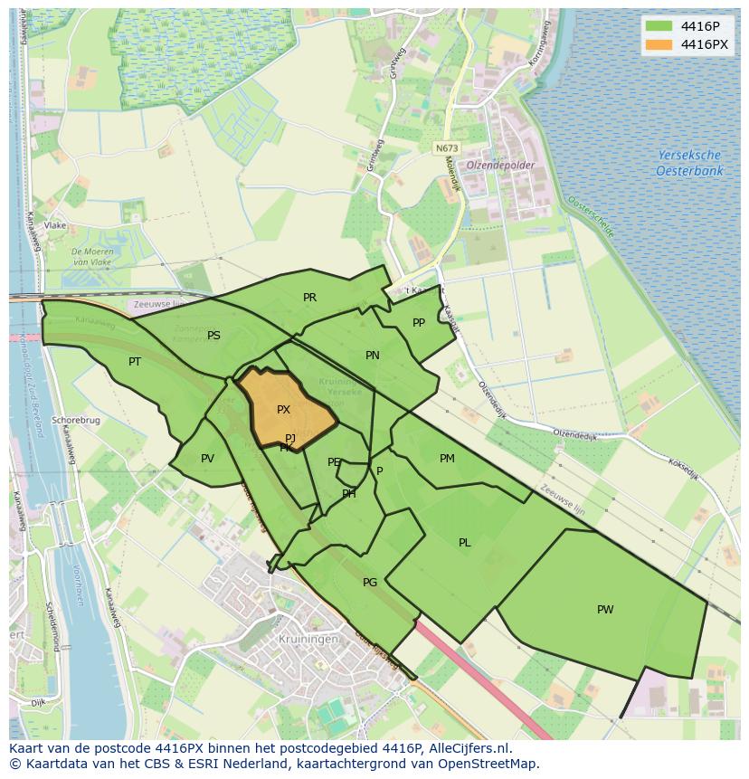 Afbeelding van het postcodegebied 4416 PX op de kaart.