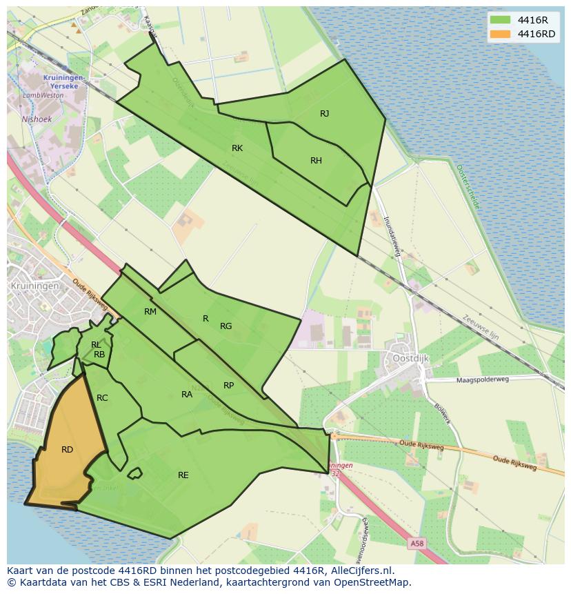 Afbeelding van het postcodegebied 4416 RD op de kaart.